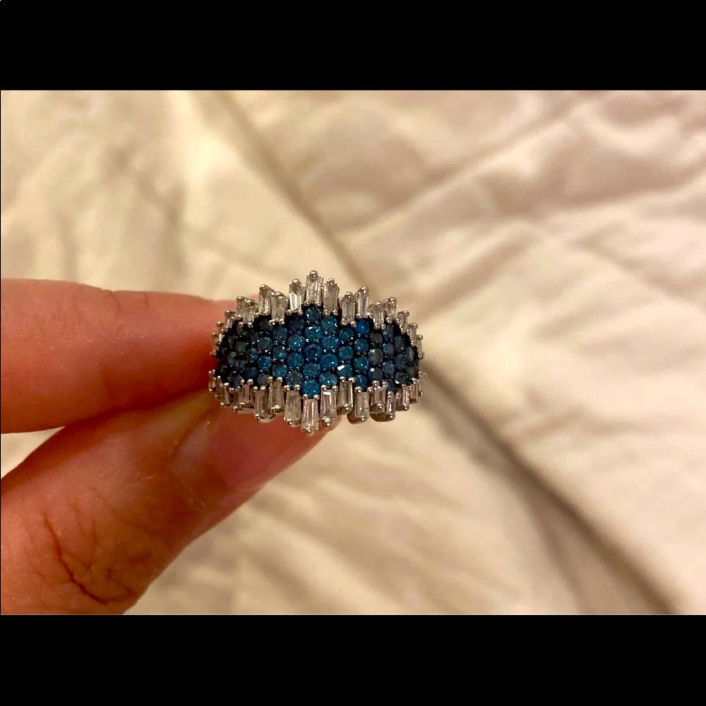 Treated blue diamonds and natural white diamonds